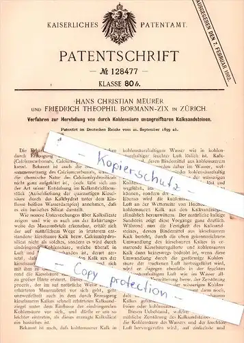 Original Patent  - Hans Christian Meurer und Friedrich Theophil Bormann-Zix in Zürich , 1899 ,!!!