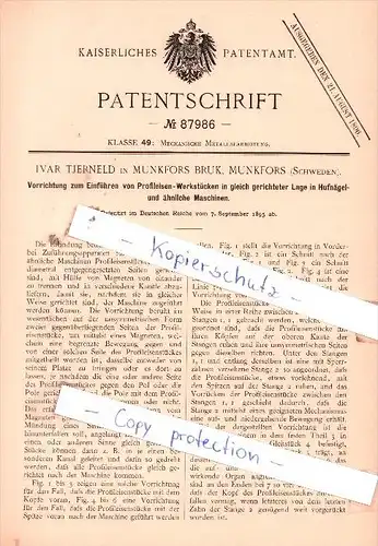 Original Patent  - Ivar Tjerneld in Munkfors Bruk , Munkfors , Schweden , 1895 , !!!