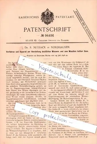 Original Patent  - Dr. R. Nithack in Nordhausen , 1896 , Chemische Apparate und Processe !!!