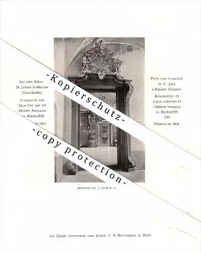 Photographien / Ansichten , 1907 , Kloster in Münster VS , Riethenstrasse in Basel , Prospekt , Architektur , Fotos !!!