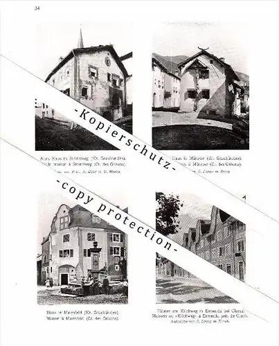 Photographien / Ansichten , 1907 , Steinsberg , Maienfeld , Münster , Ennenda , Grüsch , Prospekt , Architektur , Fotos