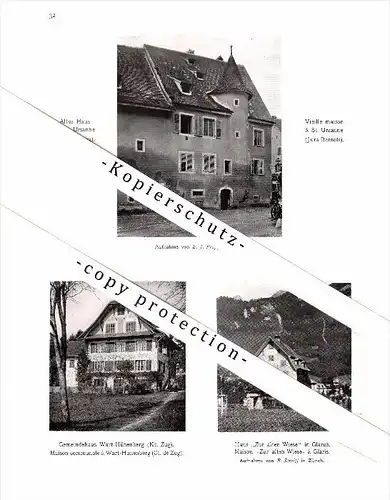 Photographien / Ansichten , 1907 , Biel / Bienne , Wart-Hünenberg , Glarus , St. Gallen , Prospekt , Architektur , Fotos