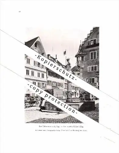 Photographien / Ansichten , 1907 , Zug , Collinbrunnen , Prospekt , Architektur , Fotos !!!