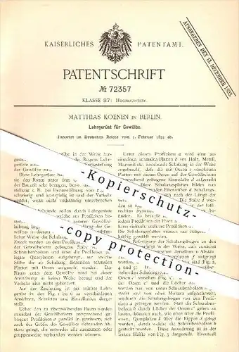 original Patent - Matthias Koenen in Berlin , 1893 , Lehrgerüst für Gewölbe , Gerüst , Baugerüst , Bau , Hochbau , Eisen