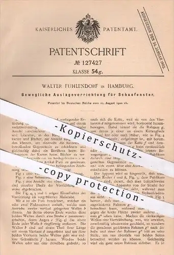 original Patent - Walter Fuhlendorf in Hamburg , 1900 , Bewegliche Auslage für Schaufenster , Dekorateur , Dekoration !!