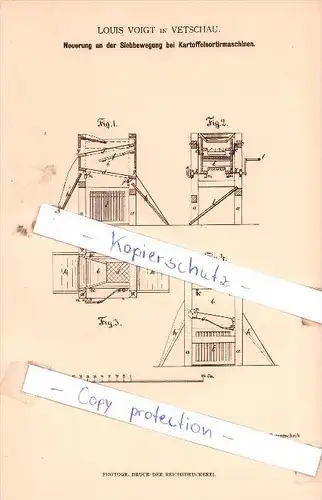 Original Patent  - Louis Voigt in Vetschau , 1880 , Kartoffelsortiermaschinen !!!
