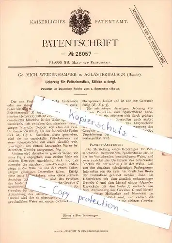 Original Patent  - Gg. Mich. Weidenhammer in Aglasterhausen , Baden , 1883 ,  !!!