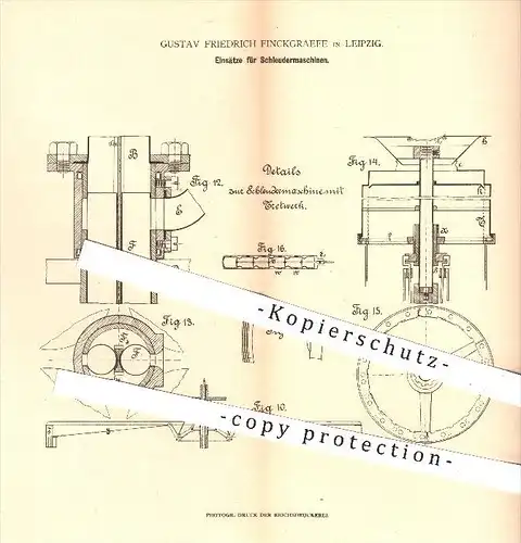 original Patent - Gustav F. Finckgraefe , Leipzig , 1879 , Einsätze für Schleudermaschinen , Schleuder , Saat , Saatgut