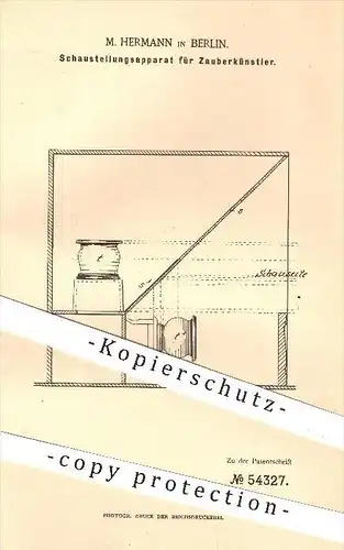 original Patent - M. Hermann , Berlin , 1890 , Schaustellungsapparat für Zauberkünstler , Zauberer , Magier , Künstler !