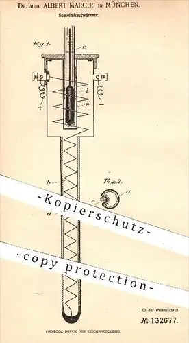 original Patent - Dr. med. A. Marcus , München , 1901 , Schleimhautwärmer , Schleimhaut , Wärmen , Medizin , Gesundheit