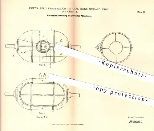 original Patent - Fried. F. F. Knoch & Carl H. R. Knoch in Chemnitz , 1883 , Wärmeschutz - Bekleidung , Filz !!!