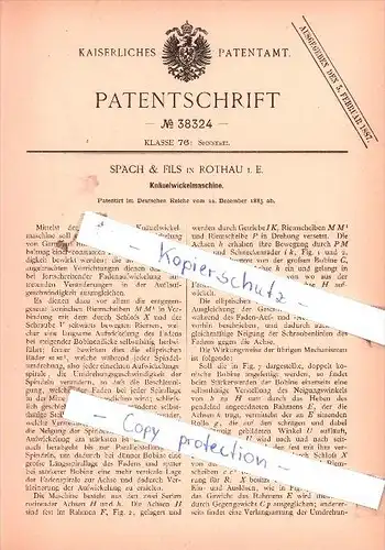Original Patent - Spach & Fils in Rothau i. E. , 1885 ,  Wickelmaschine !!!