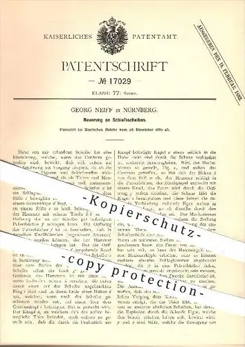 original Patent - Georg Neiff in Nürnberg , 1880 , Schießscheiben , Schießen , Schießsport , Sport , Waffen !!