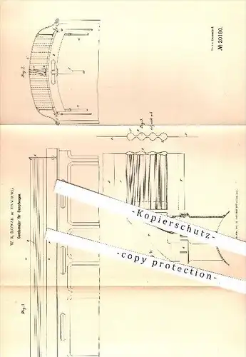 original Patent - W. R. Rowan in Hamburg , 1882 , Kondensator für Dampfwagen , Eisenbahn , Eisenbahnen , Kondensation !!