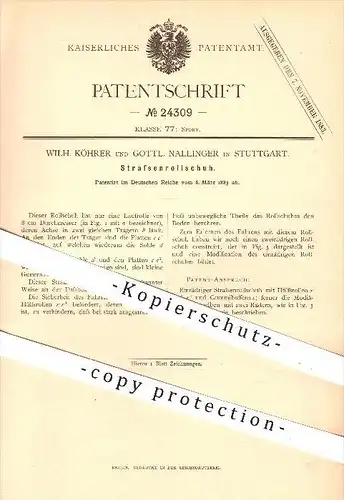 original Patent - Wilh. Köhrer , Gottl. Nallinger , Stuttgart , 1883 , Straßen - Rollschuh , Rollschuhe , Schuh , Sport