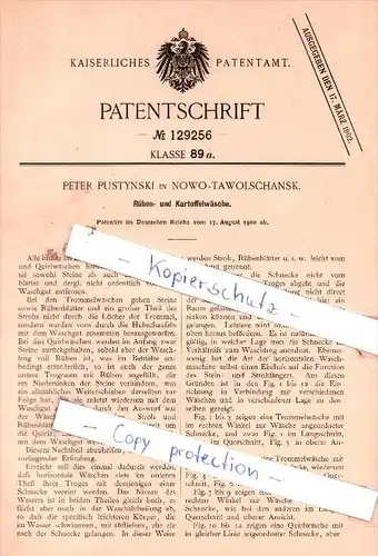 Original Patent - Peter Pustynski in Nowo-Tawolschansk , 1900 , Rüben- und Kartoffelwäsche !!!