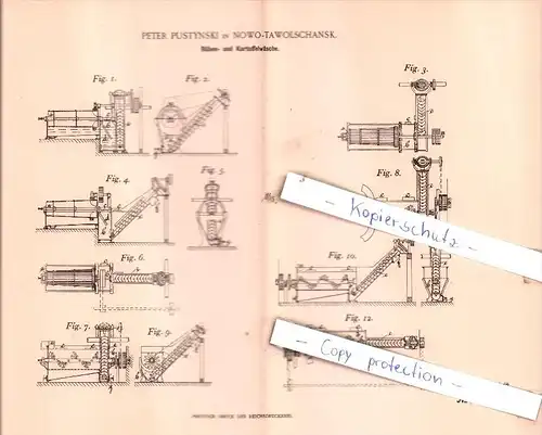 Original Patent - Peter Pustynski in Nowo-Tawolschansk , 1900 , Rüben- und Kartoffelwäsche !!!
