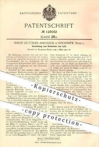 original Patent - S. Hutterer - Hauslich ,Kischinew , Russland , 1900 , Karburieren von Luft , Karburator !!!