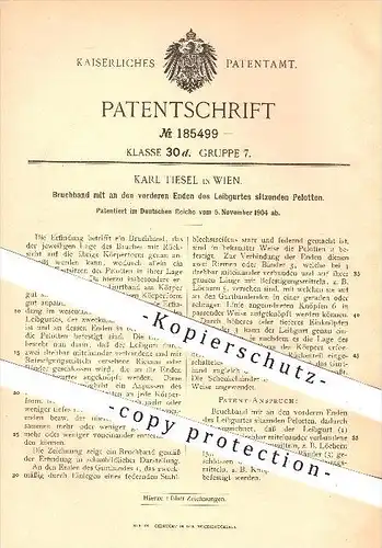 original Patent - Karl Tiesel in Wien , 1904 , Leibgurt mit Pelotten am Leibgurt , Gurt , Gurtband !!!