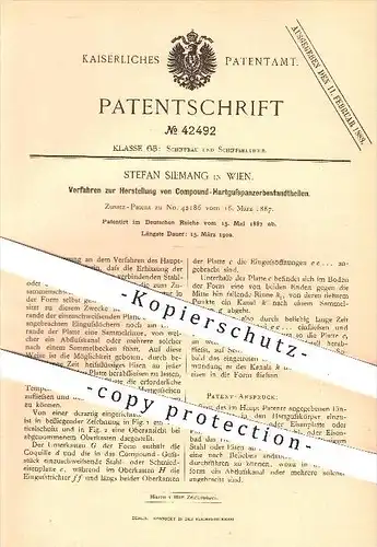 original Patent - Stefan Siemang in Wien , Herstellung von Compound - Hartgusspanzerbestandteilen , Guss , Stahl , Eisen