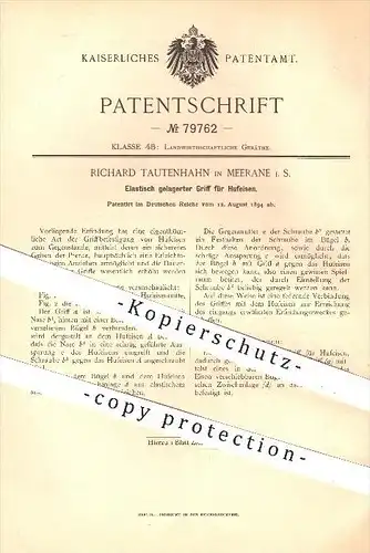 original Patent - Richard Tautenhahn in Meerane , 1894 , Griff für Hufeisen , Landwirtschaft , Pferd , Pferde , Schmied