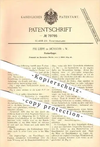 original Patent - Ph. Liepe in Münster , 1894 , Funkenfänger , Lokomotive , Lokomotiven , Schornstein !!!