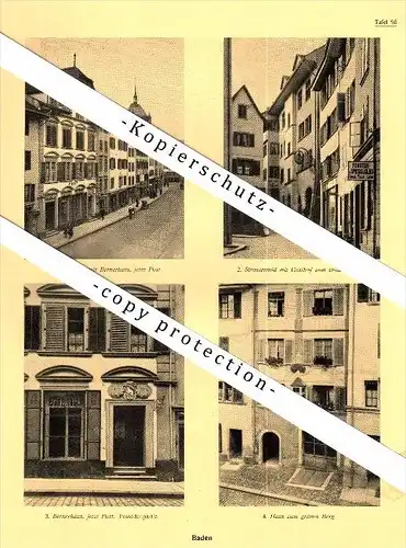 Photographien  / Ansichten , 1924 , Baden , Haus zum Schwert , Post , Gasthof , Prospekt , Fotos , Architektur !!!
