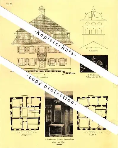 Photographien  / Ansichten , 1924 , Baden , Haus zum Schwert , Post , Gasthof , Prospekt , Fotos , Architektur !!!