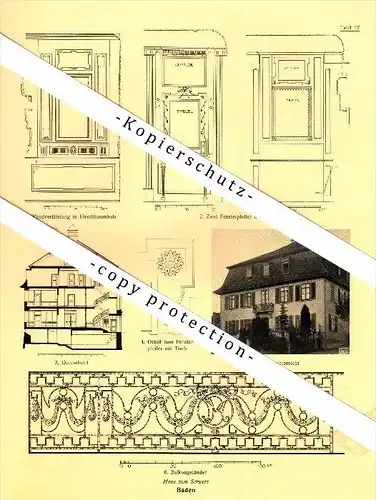 Photographien  / Ansichten , 1924 , Kloster Wettingen und Baden , Haus zum Schwert , Prospekt , Fotos , Architektur !!!