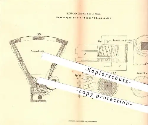 original Patent - Eduard Drewitz in Thorn , 1880 , Thorner Säemaschine , Aussaat , Saat , Säen , Landwirtschaft !!!