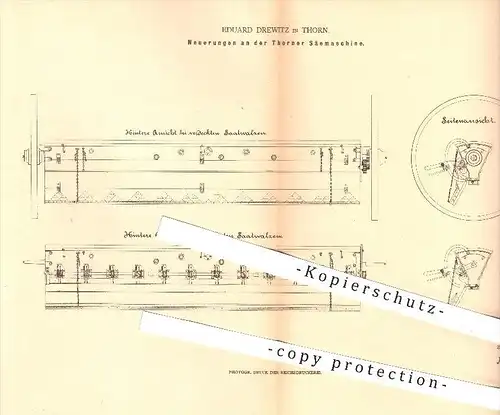 original Patent - Eduard Drewitz in Thorn , 1880 , Thorner Säemaschine , Aussaat , Saat , Säen , Landwirtschaft !!!