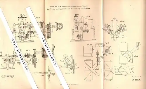 Original Patent - John Nock in Hassköy b. Istanbul , Türkei , 1882 , Apparat zur Anker-Herstellung , Konstantinopel !!!