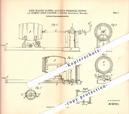 Original Patent -J.W. Flower and R. Cousins in Fontmell Magna , Shaftsbury , 1890 , Barrel cleaning machine , distillery