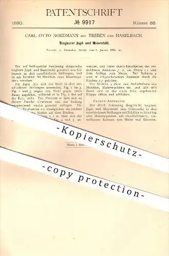 original Patent - Carl Otto Nordmann auf Treben und Haselbach , 1880 , Tragbarer Jagd - u. Malerstuhl , Stuhl , Jäger