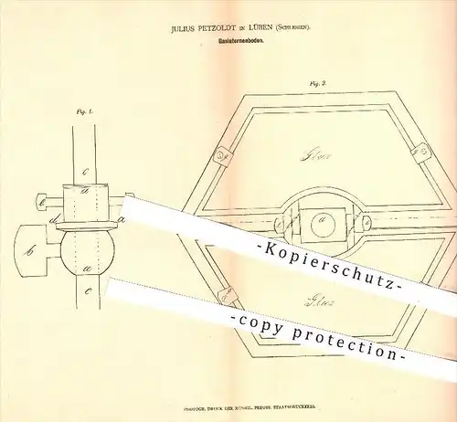 original Patent - Julius Petzoldt in Lüben , 1878 , Gaslaternenboden , Gas , Laterne , Licht , Lampen , Beleuchtung !!