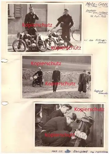 10 Fotos Moto-Cross Drehna 1955 , Motocross , Geländesport , DDR , ADMV , Awo , BK , RT , EMW !!!