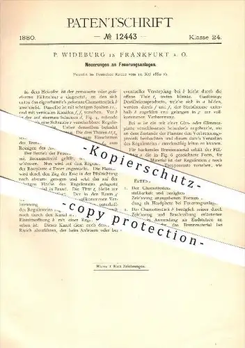 original Patent - P. Wideburg in Frankfurt an der Oder , 1880 , Feuerungsanlagen , Ofen , Heizofen , Herd , Ofenbauer !!