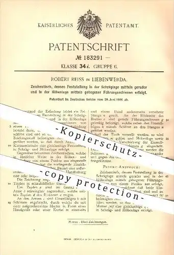 original Patent - Robert Reiss in Liebenwerda , 1906 , Verstellbarer Zeichentisch , Tisch , Zeichnen , Zeichner , Tische