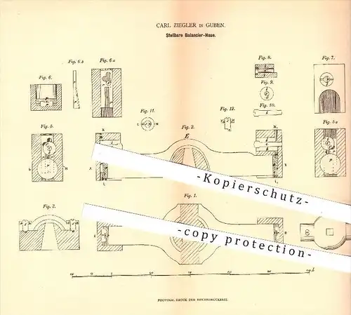 original Patent - Carl Ziegler in Guben , 1879 , Stellbare Balancier - Haue , Mühlstein , Mühle , Mühlen , Müller !!!