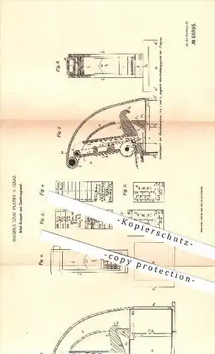original Patent - Magnus Graf Platen , Graz , 1892, Billet - Stempel - & Kontrollapparat , Druck , Druckerei , Buchdruck