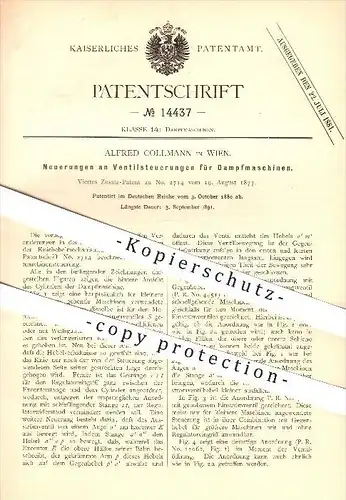 original Patent - Alfred Collmann in Wien , 1880 , Ventilsteuerung für Dampfmaschinen , Dampfmaschine , Motor !!!