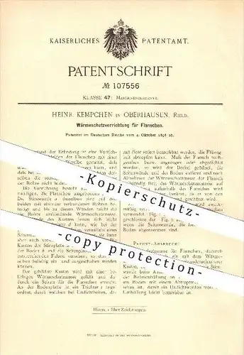 original Patent - Heinr. Kempchen in Oberhausen , 1898 , Wärmeschutzvorrichtung für Flanschen , Wärmeschutz !!!