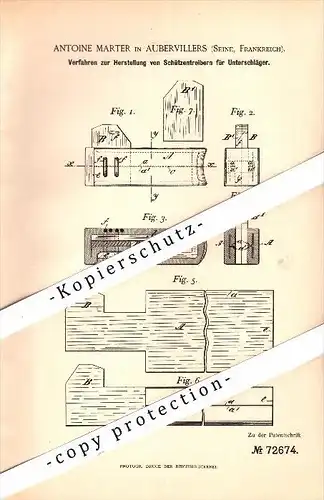 Original Patent - Antoine Marter à Aubervilliers , Seine , 1893 , Dispositif de tissage !!!