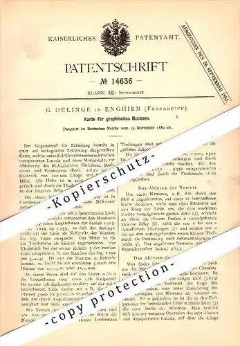 Original Patent - G. Delinge à Enghien-les-Bains , 1880 , Plan pour l'informatique graphique !!!