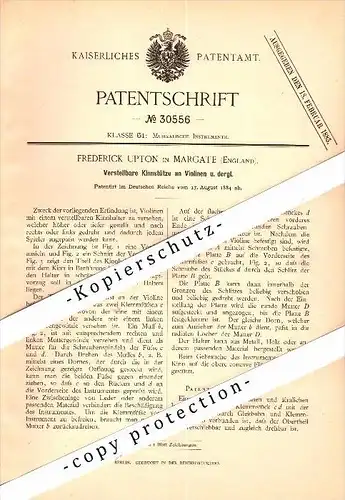 Original Patent - Frederick Upton in Margate , England , 1884 , Chin rest on violins , violin , Geige !!!