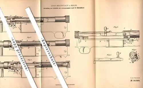 Original Patent - Louis Hellfritzsch in Berlin , 1902 , Pistole , Rückstoßlader , Waffe , pistol !!!