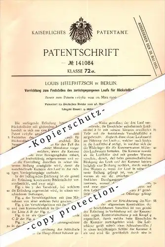 Original Patent - Louis Hellfritzsch in Berlin , 1902 , Pistole , Rückstoßlader , Waffe , pistol !!!