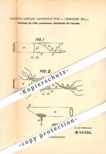 Original Patent - Charles E.A. Esse in Ormskirk , England , 1902 , Inner tubes for bicycles !!!