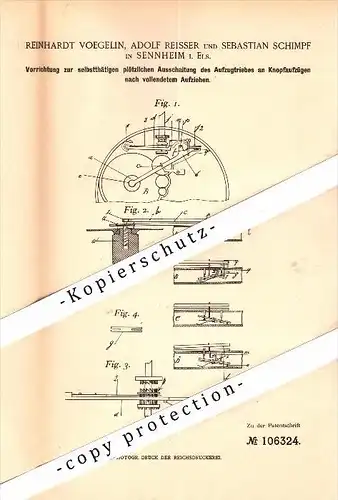 Original Patent - R. Voegelin , A. Reisser et S. Schimpf à Sennheim / Cernay , 1899 , Drive pour homme !!!