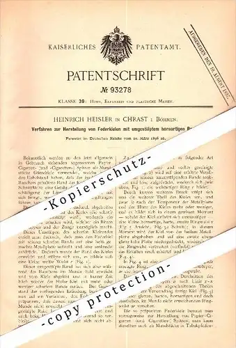Original Patent - Heinrich Heisler in Chrast i. Böhmen / Chrást u Plzne , 1896 , Cigaretten - Spitzen , Zigaretten !!!